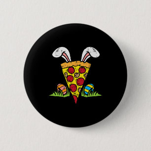 Badge Rond 5 Cm Pizza Pâques Slice Bunny Oars Amusants Snack