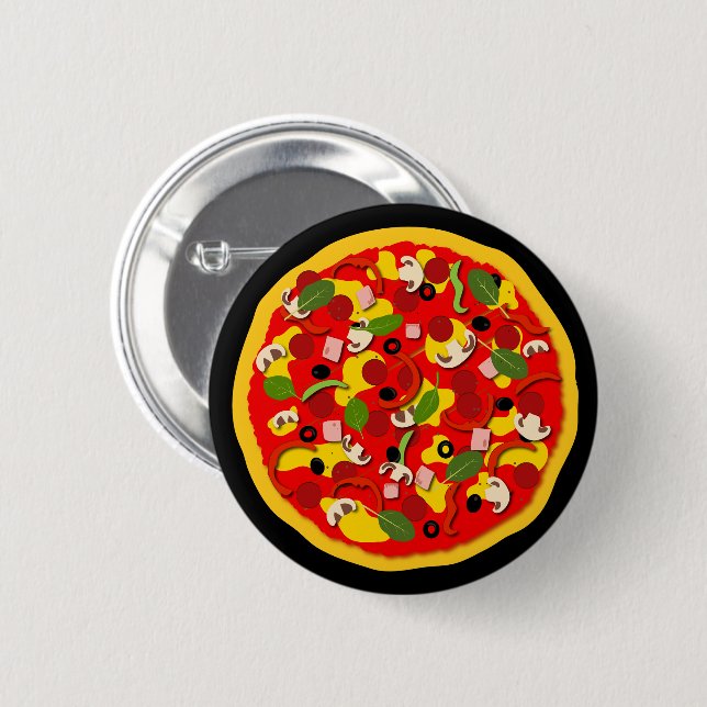 Badge Rond 5 Cm Pizza Party Favoriser (Devant & derrière)