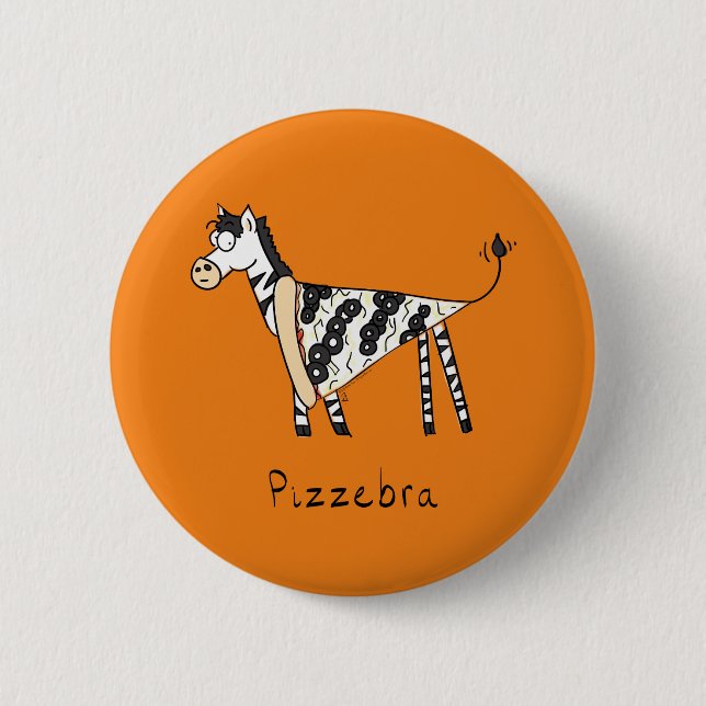 Badge Rond 5 Cm Pizzèbre Pizza Zèbre Bouton Pin (Devant)