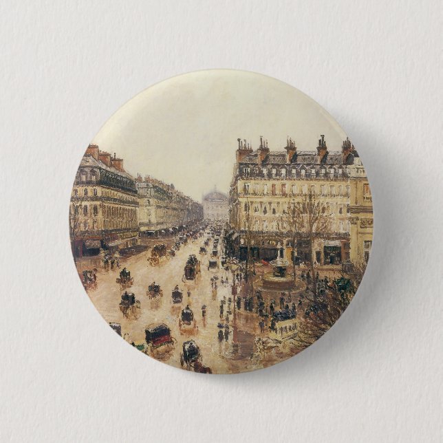Badge Rond 5 Cm Place du Théâtre Français, Paris Pluie par Pissarr (Devant)