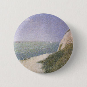 Badge Rond 5 Cm Plage à Honfleur par Georges Seurat, Art ancien
