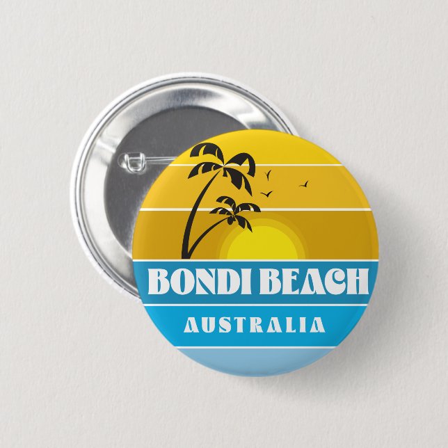 Badge Rond 5 Cm Plage Bondi Australie (Devant & derrière)