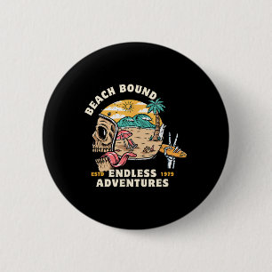 Badge Rond 5 Cm Plage, Casque de crâne lié Surfing Skeleton Advent