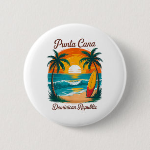 Badge Rond 5 Cm Plage Coucher de soleil Voyage Punta Cana Dominica