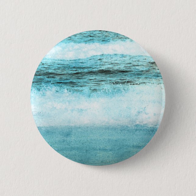 Badge Rond 5 Cm Plage de Blue Ocean Waves (Devant)