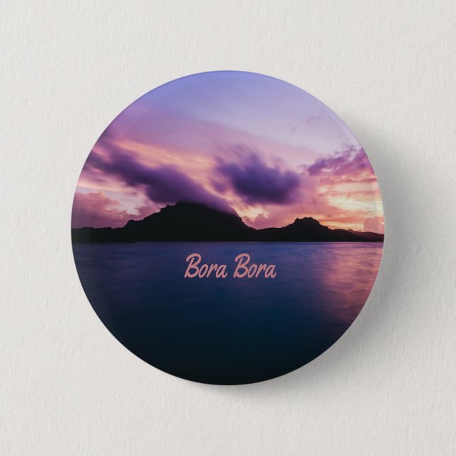 Badge Rond 5 Cm Plage de Bora Bora Suset Island (Devant)