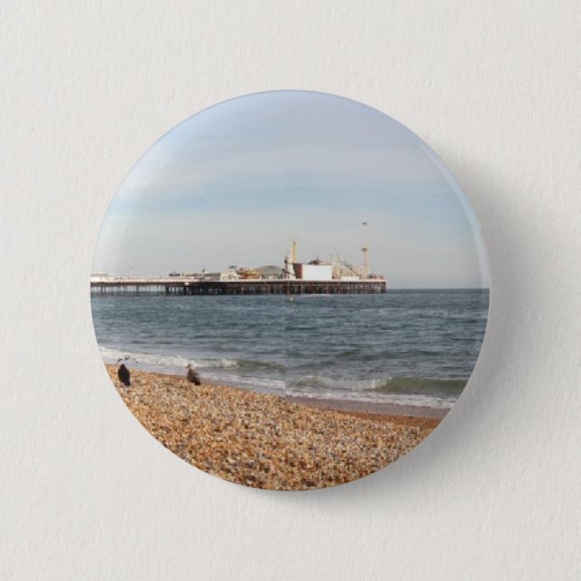 Badge Rond 5 Cm Plage de Brighton (Devant)