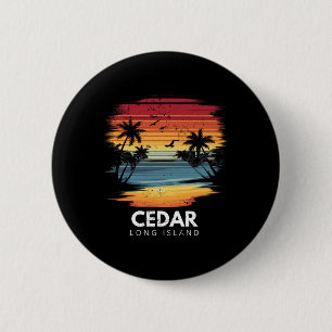 Badge Rond 5 Cm Plage de Cedar Long Island Surfboard Surf Vintage