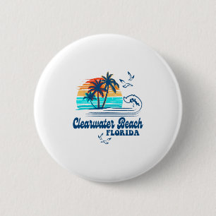 Badge Rond 5 Cm Plage de Clearwater Floride 2025 Coucher de soleil