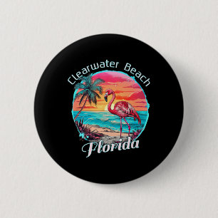 Badge Rond 5 Cm Plage de Clearwater Floride Plage Flamant Tropical
