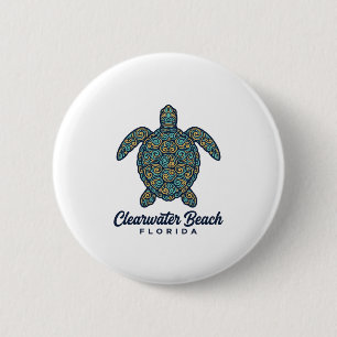 Badge Rond 5 Cm Plage de Clearwater Floride Tortue de mer Concepti