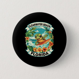 Badge Rond 5 Cm Plage de Clearwater Floride Tortue de mer mignonne