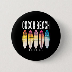 Badge Rond 5 Cm Plage de Cocoa Floride Planche de surf Femmes Homm