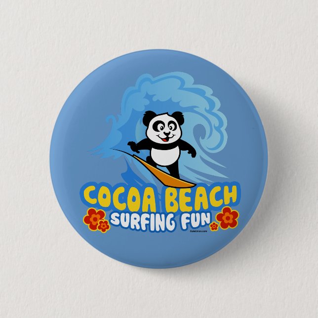 Badge Rond 5 Cm Plage de Cocoa Plage Plaisir Surf (Devant)