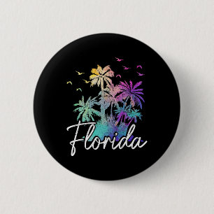 Badge Rond 5 Cm Plage de Floride Vintage Miami Tampa Palmiers Vaca