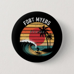 Badge Rond 5 Cm Plage de Fort Myers Floride Surfing Plage