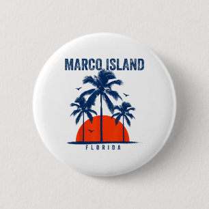 Badge Rond 5 Cm Plage de l'île Marco Floride Océan Surf Planche de