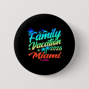 Badge Rond 5 Cm Plage de Miami Floride Vacances en Famille Été 202