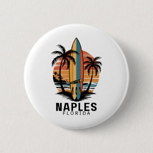 Badge Rond 5 Cm Plage de Naples Floride Surfant Surfeur _1 