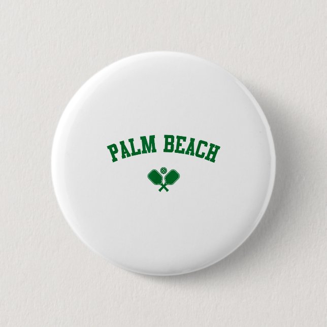 Badge Rond 5 Cm Plage de palmiers pickleball vert  (Devant)