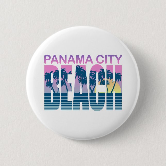 Badge Rond 5 Cm Plage de Panama City (Devant)