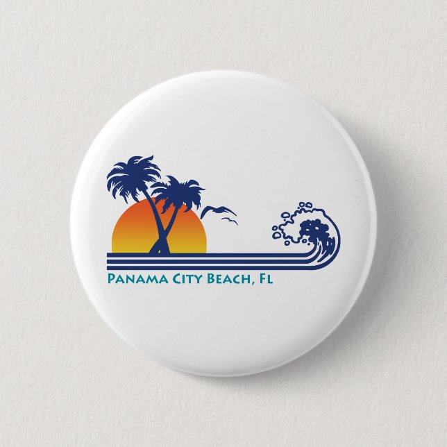 Badge Rond 5 Cm Plage de Panama City (Devant)