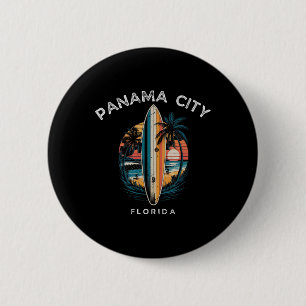 Badge Rond 5 Cm Plage de Panama City Floride Hommes Femmes Surf 