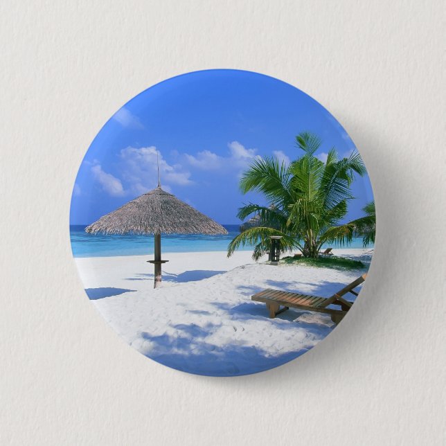 Badge Rond 5 Cm Plage de Paradise (Devant)