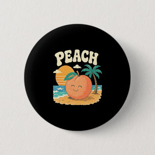 Badge Rond 5 Cm Plage de pêche été rétro mignon design de coucher 