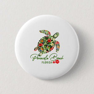 Badge Rond 5 Cm Plage de Pensacola Floride Tortue de mer Tropical