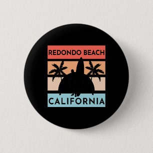 Badge Rond 5 Cm Plage de Redondo Californie Surf Vacances d'été Vi