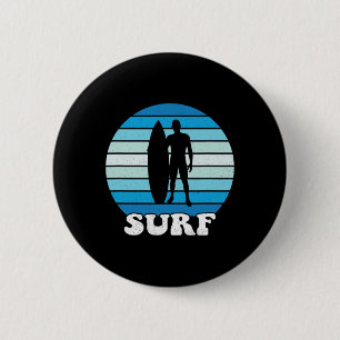 Badge Rond 5 Cm Plage de surf Surfant Cool Rétro Vintage Vacances