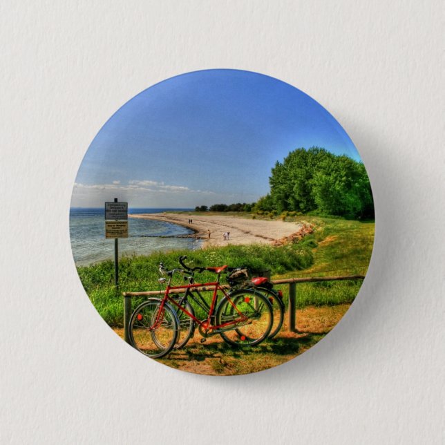 Badge Rond 5 Cm Plage de Thiessow sur l'île de Ruegen (Devant)