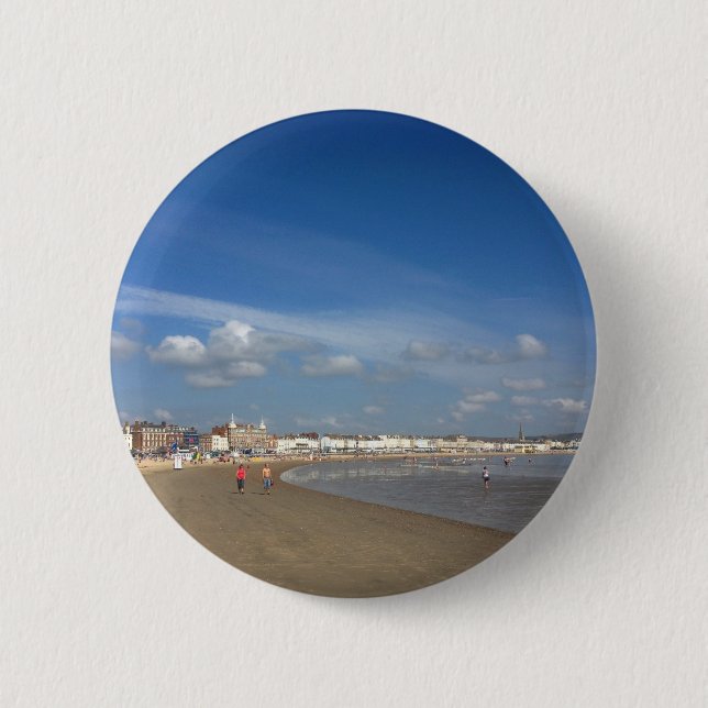 Badge Rond 5 Cm Plage de Weymouth (Devant)