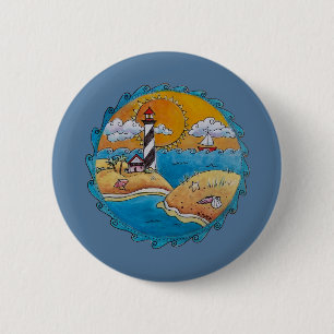 Badge Rond 5 Cm Plage d'été amusant soleil bord de mer côte