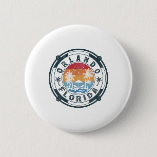 Badge Rond 5 Cm Plage d'Orlando Floride Vacances d'été Vintage Sol