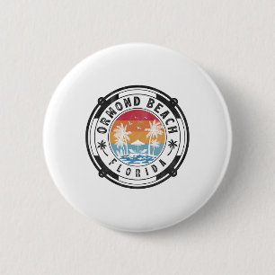 Badge Rond 5 Cm Plage d'Ormond Floride Vacances d'été Vintage Sole