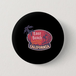 Badge Rond 5 Cm Plage Est Santa Rra Californie Surf Vintage Su