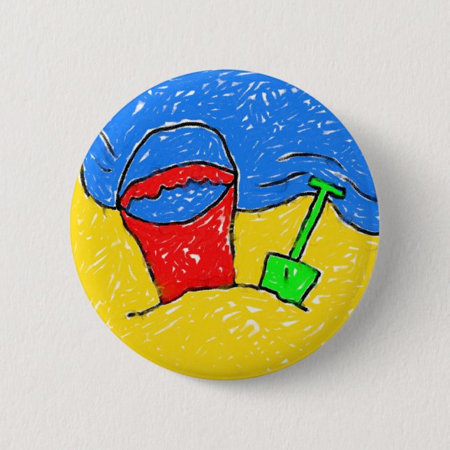 Badge Rond 5 Cm Plage étalée (Devant)