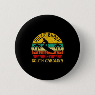 Badge Rond 5 Cm Plage Folly Sud Caroline du Sud Surf Vacances été