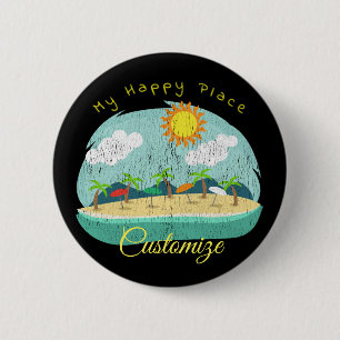 Badge Rond 5 Cm Plage Happy Place Thunder_Cove