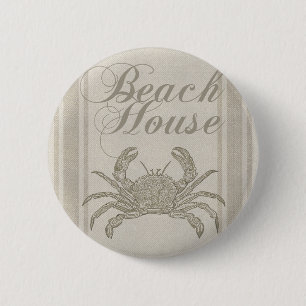 Badge Rond 5 Cm Plage House Crab Seashore