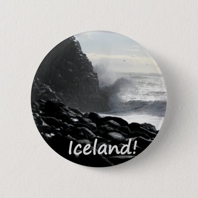 Badge Rond 5 Cm Plage Islande de Reynisfjara (Devant)