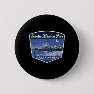 Badge Rond 5 Cm Plage océanique nocturne de Santa Monica en Califo