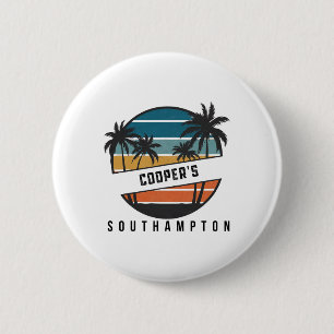 Badge Rond 5 Cm Plage rétro de Cooper Southampton Planche de surf