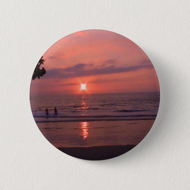 Badge Rond 5 Cm Plage romantique Hawaii Sunset Ocean Beach (Devant)