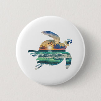 Badge Rond 5 Cm Plage Sunset de la tortue de mer