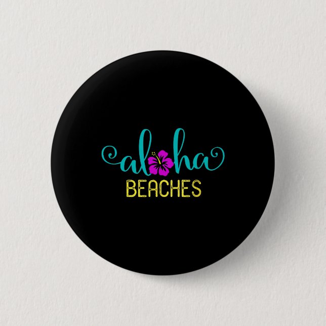 Badge Rond 5 Cm Plages Aloha  (Devant)