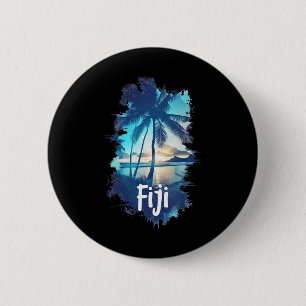 Badge Rond 5 Cm Plages de palmiers de Fidji Coucher de soleil Souv