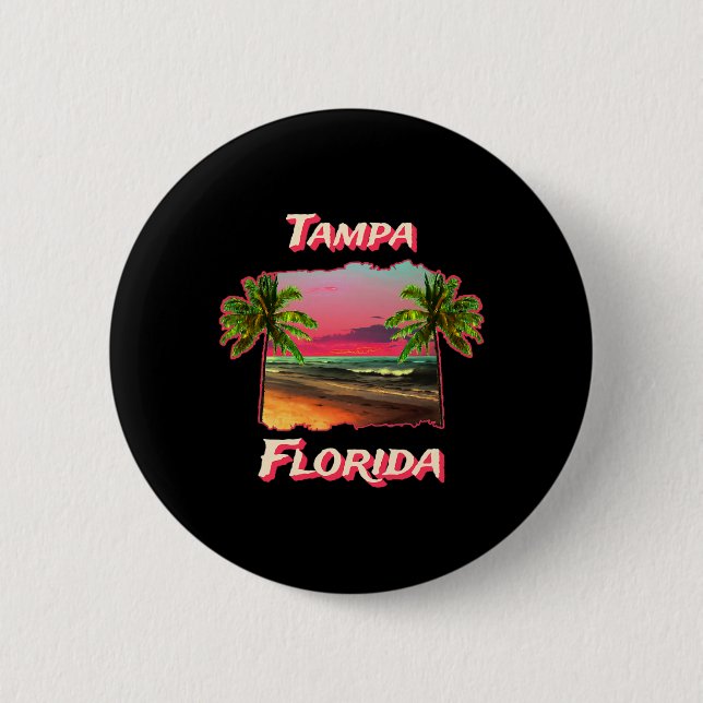 Badge Rond 5 Cm Plages de Tampa Floride  (Devant)